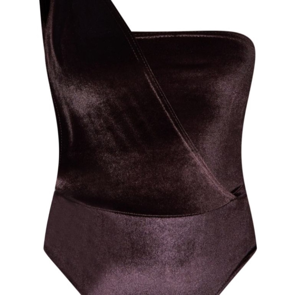 PrettyLittleThing Dark Brown Velvet Bodysuit